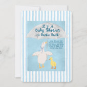 Een kleine gans is onderweg en het is een Baby sho Kaart (Voorkant)