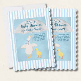 Een kleine gans is op weg naar Baby shower geschul Kaart