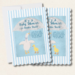 Een kleine gans is op weg naar Baby shower geschul Kaart
