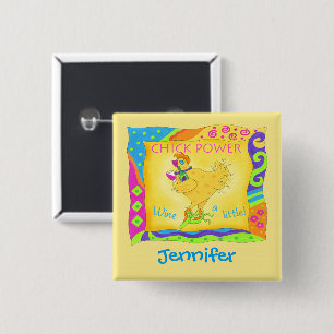 Een kleine Gele Chick Power Name Badge wijn Vierkante Button 5,1 Cm