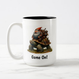 Een kleine Gnome Warrior poseren met zijn schildpa Tweekleurige Koffiemok
