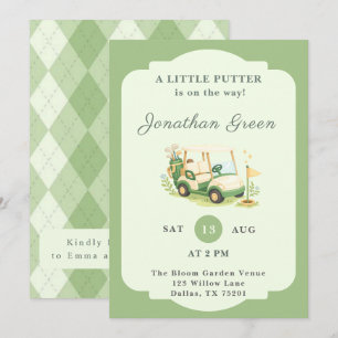 Een kleine golfkar jongens baby shower kaart