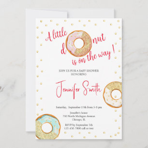 Een kleine gouden donut baby shower uitnodiging
