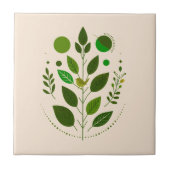 Een kleine groene vogel en groene bladeren tegeltje (Voorkant)