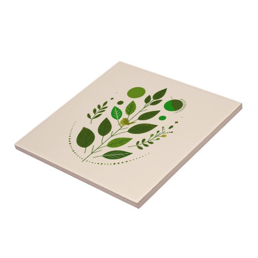 Een kleine groene vogel en groene bladeren tegeltje (Zijkant)