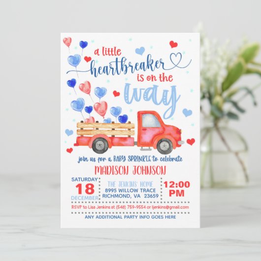 Een kleine hartbreker is onderweg naar Baby sprint Kaart (Staand voorkant)