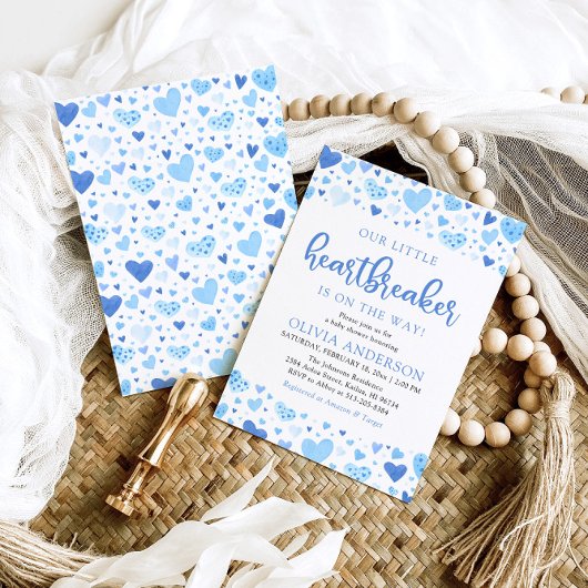 Een kleine Heartbreaker Blue Valentijn Baby shower Kaart