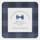 Een kleine heer is op weg naar het Baby shower Vierkante Sticker (Voorkant)