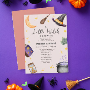 Een kleine heks brouwen meisje Halloween Baby show Kaart