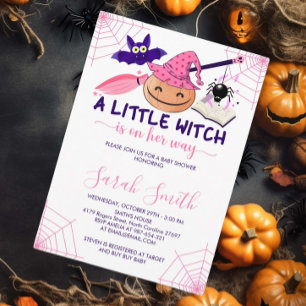 Een kleine heks op weg naar Halloween Baby shower Kaart