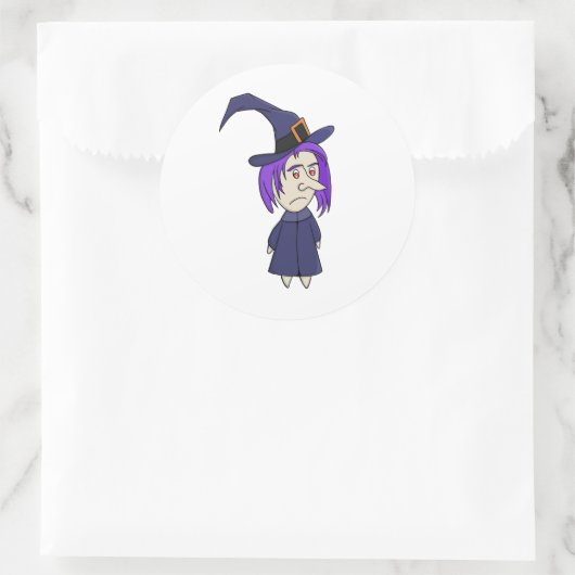 Een kleine heks ronde sticker (Tas)