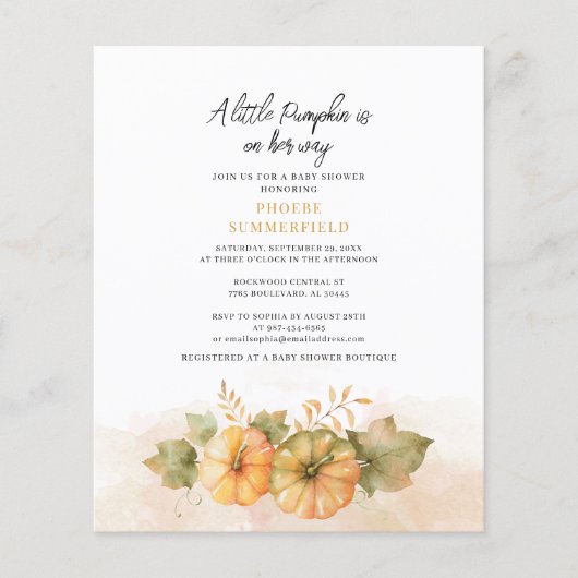 Een kleine Herfst Baby shower-uitnodiging (Voorkant)