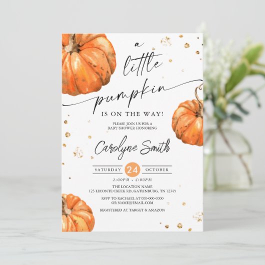 Een kleine Herfst Baby shower-uitnodiging Kaart (Staand voorkant)