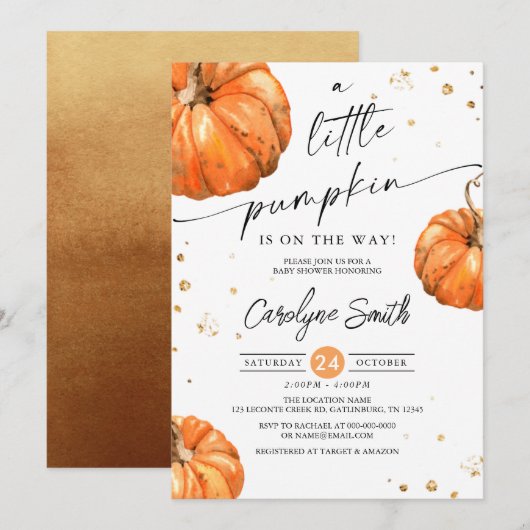 Een kleine Herfst Baby shower-uitnodiging Kaart (Voorkant / Achterkant)