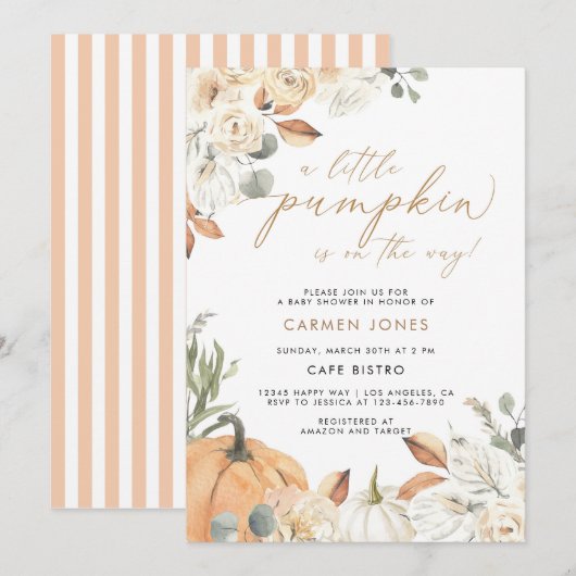 Een kleine Herfst Baby shower-uitnodiging Kaart (Voorkant / Achterkant)