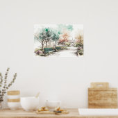 Een kleine hoek in het park op een lentedag poster (Keuken)