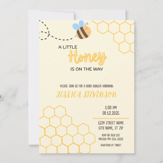 Een kleine Honey Baby shower uitnodiging (Voorkant)