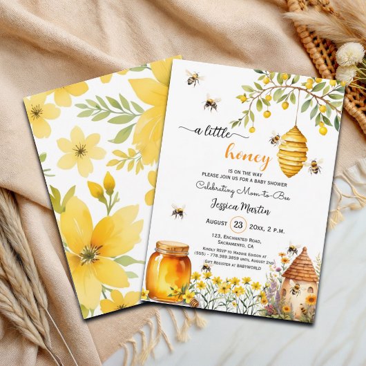 Een kleine Honey Jar Baby shower uitnodiging