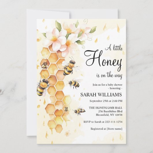 Een Kleine Honing Bij Baby Shower Kaart (Voorkant)