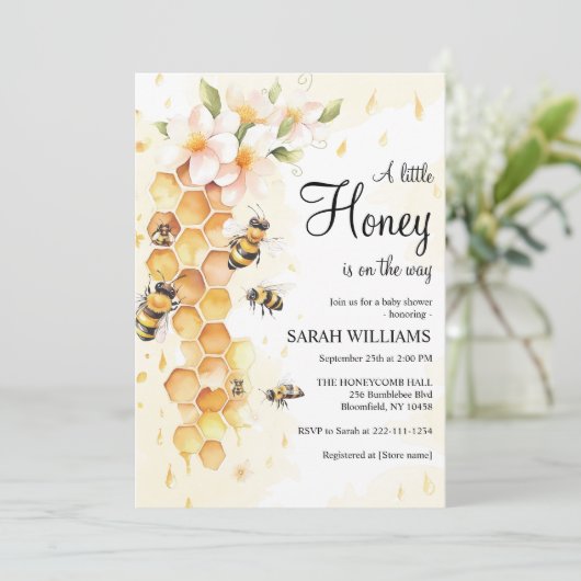 Een Kleine Honing Bij Baby Shower Kaart (Staand voorkant)