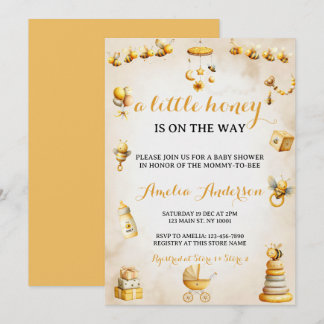 Een kleine honingbij geslachtsneutrale babyshower kaart
