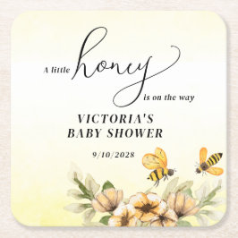 Een kleine honingbij is onderweg naar het Baby sho Kartonnen Onderzetters
