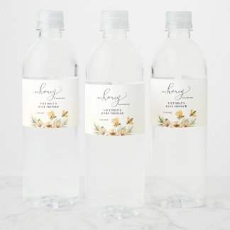 Een kleine honingbij is op komst Baby Shower Waterfles Etiket