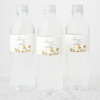 Een kleine honingbij is op komst Baby Shower Waterfles Etiket