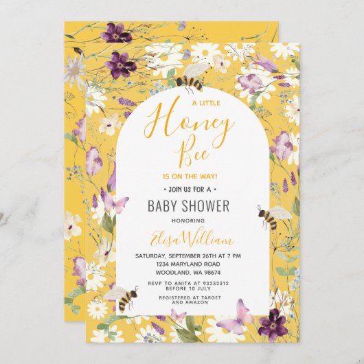 Een kleine honingbijen is onderweg naar het Baby s Kaart (Voorkant / Achterkant)