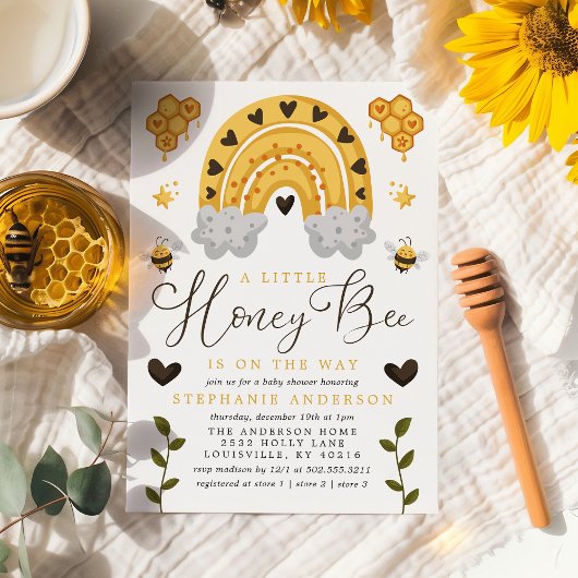 Een kleine honingbijen is onderweg naar het Baby s Kaart