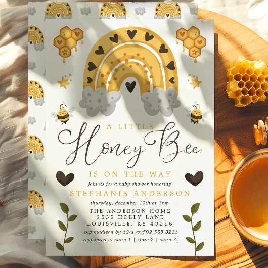 Een kleine honingbijen is onderweg naar het Baby s Kaart