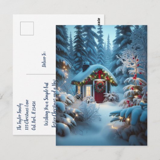 Een kleine hut in de Bossen | feestelijke kerstmis Briefkaart (Voorkant / Achterkant)