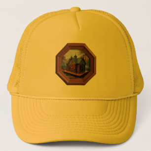 Een kleine hut staat op een platform in een open p trucker pet