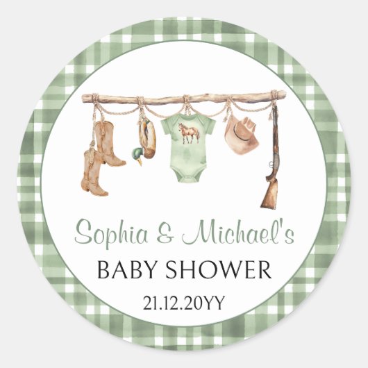 Een kleine jager babyshower cupcake topper ronde sticker (Voorkant)