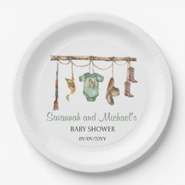 Een kleine jager is op weg naar Baby shower Party Papieren Bordje