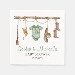 Een kleine jager is op weg naar het Baby shower Servet