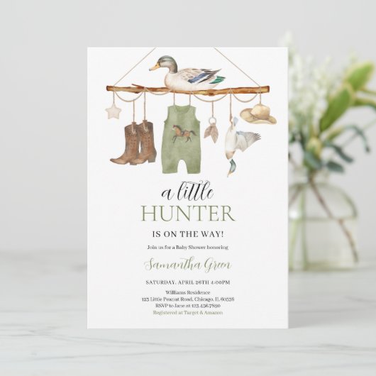 Een kleine jager op de weg Baby shower Kaart (Staand voorkant)