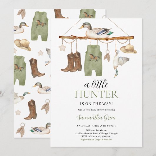 Een kleine jager op de weg Baby shower Kaart (Voorkant / Achterkant)