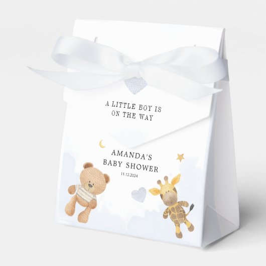 Een kleine jongen is onderweg Baby shower Bedankdoosjes (Voorkant Zijde)