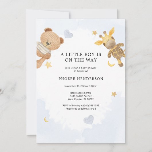 Een kleine jongen Pastel Blue Cute Baby shower Kaart (Voorkant)