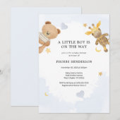 Een kleine jongen Pastel Blue Cute Baby shower Kaart (Voorkant / Achterkant)