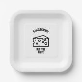 Een kleine kaasmakerij met grappige pun papieren bordje (Voorkant)