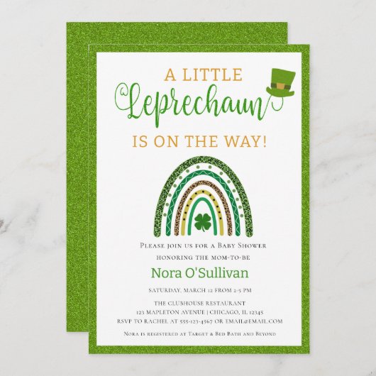 Een kleine kabouter St. Patrick's Baby shower Kaart (Voorkant / Achterkant)