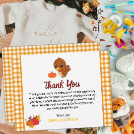 Een Kleine Kalkoen Baby Shower Herfst Thanksgiving Bedankkaart