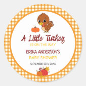 Een Kleine Kalkoen Baby Shower Herfst Thanksgiving Ronde Sticker (Voorkant)
