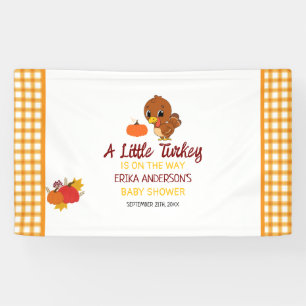 Een Kleine Kalkoen Baby Shower Herfst Thanksgiving Spandoek