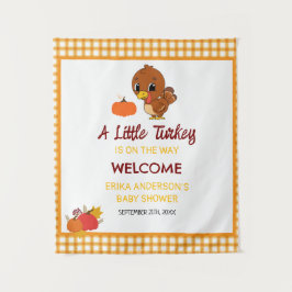 Een kleine kalkoen baby shower Thanksgiving achter Wandkleed