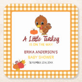 EEN KLEINE KALKOEN BABYSHOWER HERFST THANKSGIVING KARTONNEN ONDERZETTERS (Voorkant)
