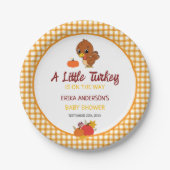 EEN KLEINE KALKOEN BABYSHOWER HERFST THANKSGIVING PAPIEREN BORDJE (Voorkant)