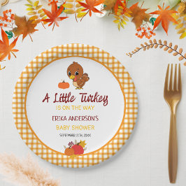 EEN KLEINE KALKOEN BABYSHOWER HERFST THANKSGIVING PAPIEREN BORDJE